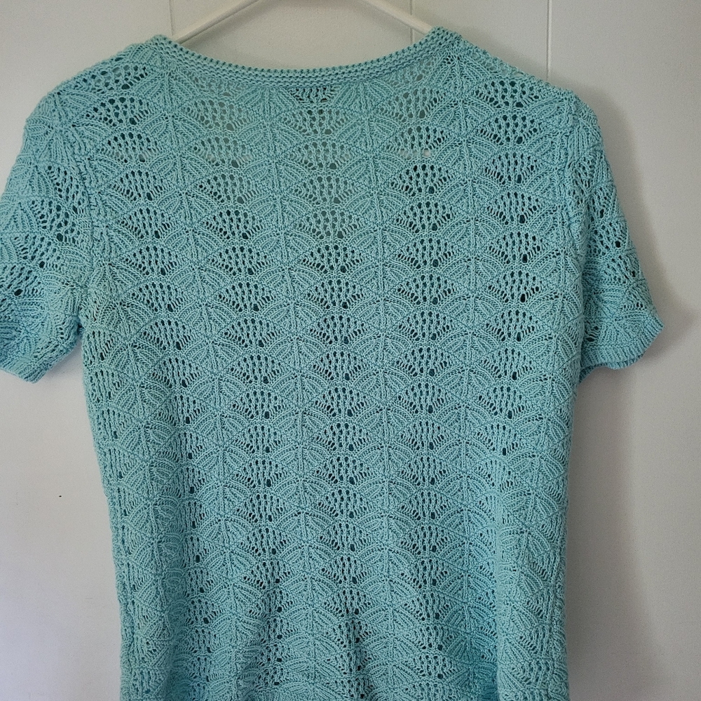J. Jill pointelle short-sleeved button-up sweater - Picture 5 of 8